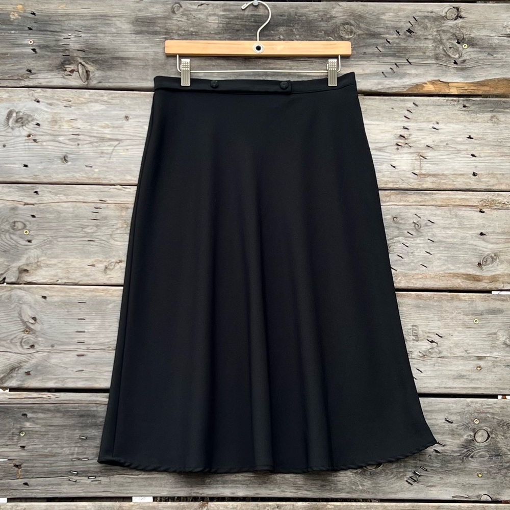 Worthington Vintage Black Poly Two-Button Midi Skirt Women’s Size 10
